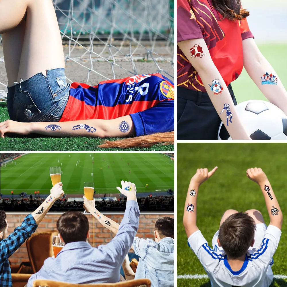 10Pcs Voetbal Voetbal Thema Decoratie Waterdichte Tattoo Sticker Voor Kids Verjaardagsfeestje Gunsten Goodie Bag Pinata Vulstoffen