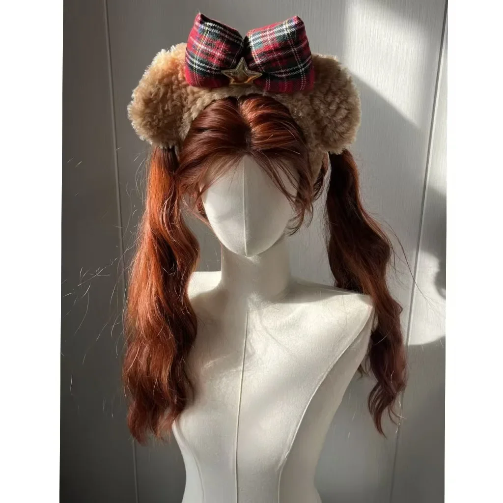 Practical Classic Wig Female Forehead Lace Dirty Orange Cute Versatile Atmosphere Lolita Wig JK Sweet Full Headgear Female