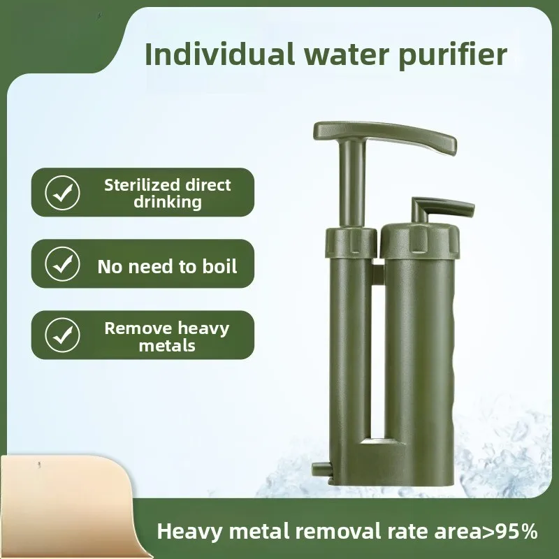 Single Soldier Emergency Survival Water Filter Portable Outdoor Water Purifier for Camping Hiking Disaster Relief Gear