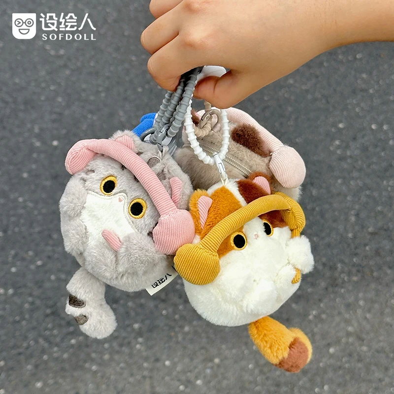 Op voorraad Leuke Kat Bluetooth Oortelefoon Opslag Beschermhoes Portemonnee Kat Pop Rugzak Hanger Meisje Verjaardag Verrassingsgeschenken