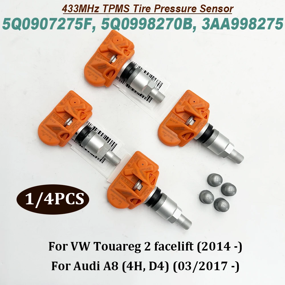 1/4PCS 5Q0907275F 5Q0907275 TPMS 433Mhz Tire Pressure Monitor Sensor 5Q0907275B 3AA998275 5Q0998270 5Q0998270B For A-udi A8 A7