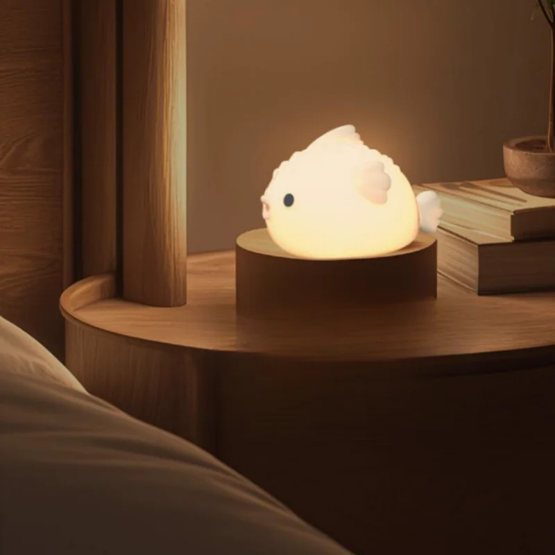 1 PC Creative Pufferfish Night Light Birthday Gift Bedroom Bedside Companion Sleep Light Cute Atmosphere Silicone Light