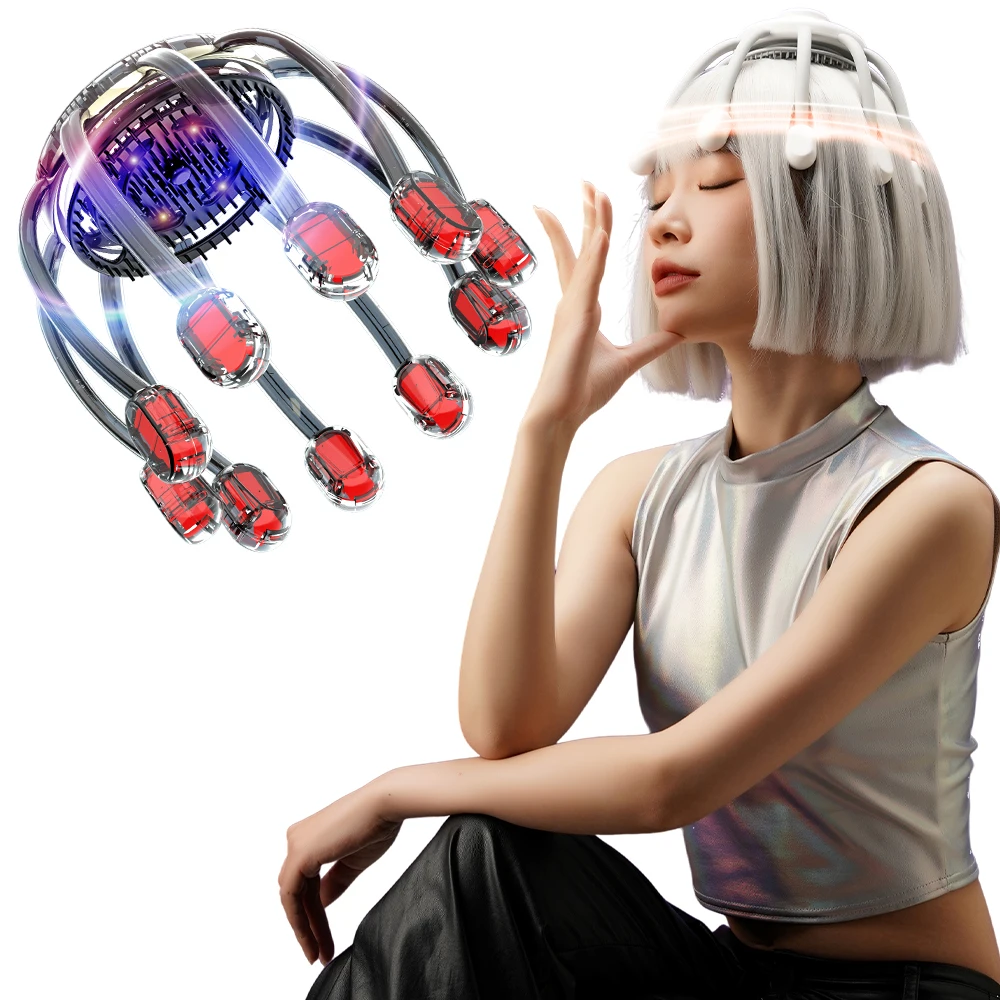 2026 New Octopus Electric Head Massager Trend Health Care Anti-hair Loss Scalp Hair Growth Vibration Timing Control