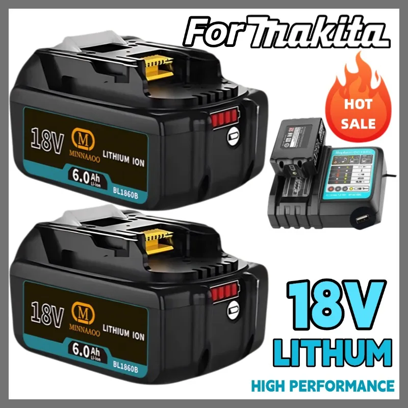 

Genuine For Makita 18v Battery 6Ah,Double Runtime Compatible with BL1850b BL1850 BL1860 BL1830 BL1815 bl1840 LXT400 Tools