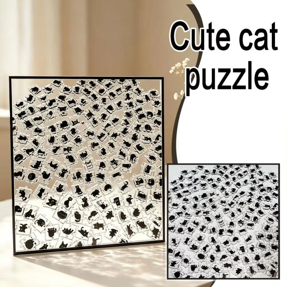 Irregular Piece Acrylic Cat Puzzle Cat Themed Artwork Non-Repeating Pattern Cat Jigsaw Puzzle Transparency Cute Cat Puzzles view 4