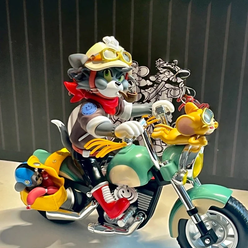 

In Stock 18cm Tom And Jerry Figure Retro Motorcycle Model Cool Trendy Statue Desktop Decoration Best Birthday Gift