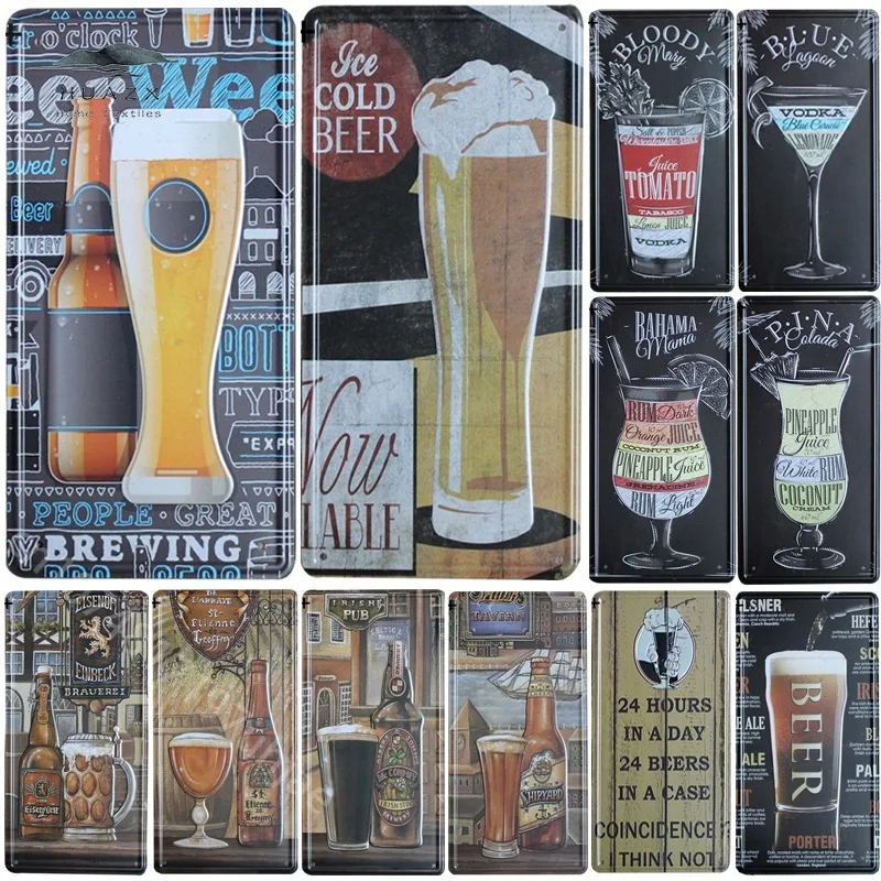 Welcome Beer Zone Cold Beer Signs Front Door Bar Pub Cafe Wall Decor Retro Metal Tin Sign Crafts Decor Car Plate License Plaques