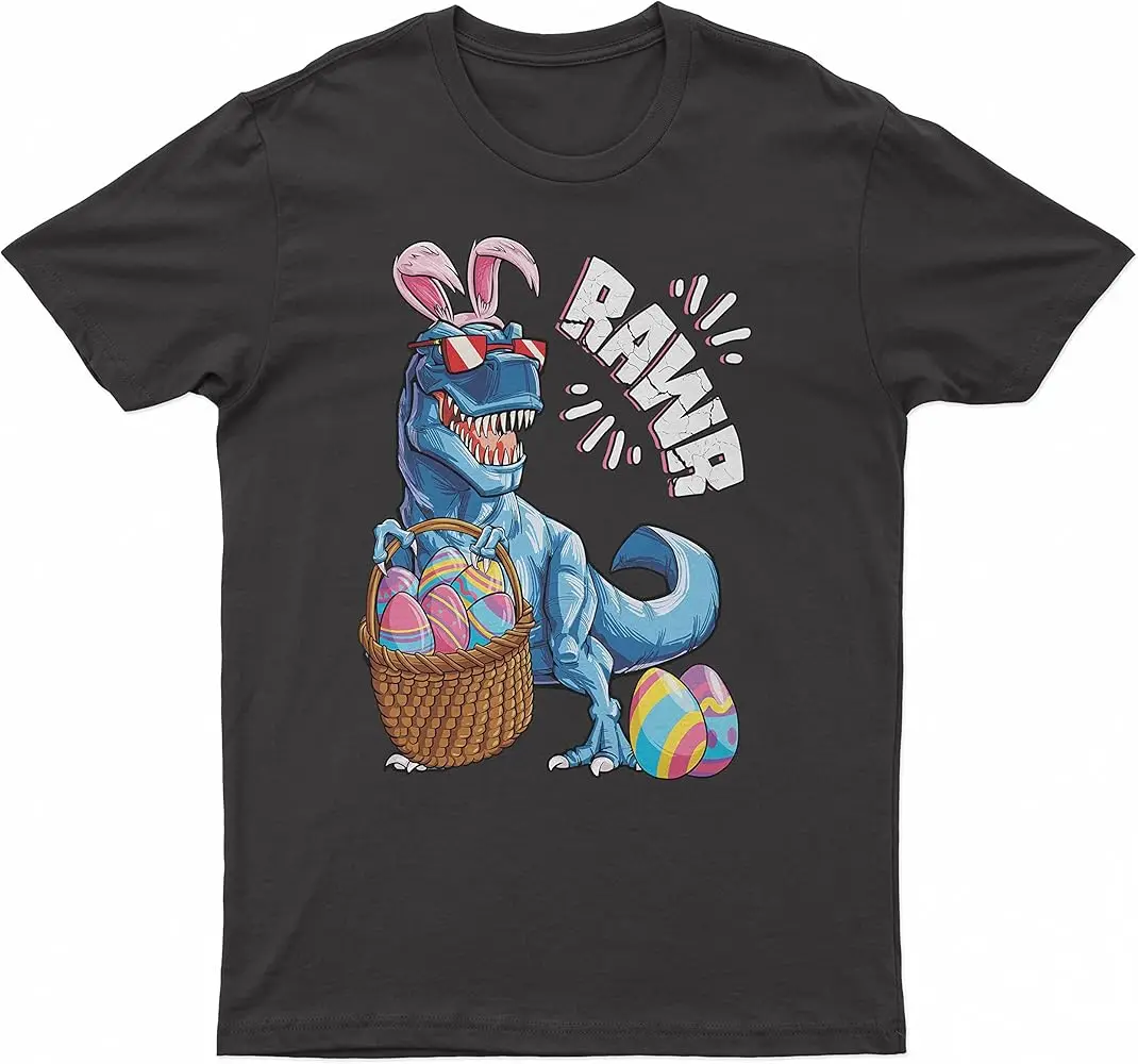 Easter Bunny T-Shirt - Dinosaur - T Rex Eggs - Rawr Fashion  High Quality 100%Cotton Short Sleeve