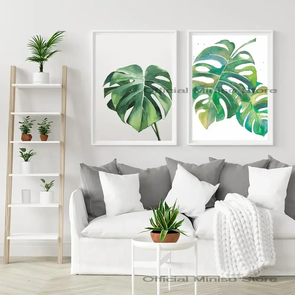 1 pz pianta verde Monstera Aloe foglia di palma Poster autoadesivo arte impermeabile carta adesiva Coffee House Bar Room Wall Decor