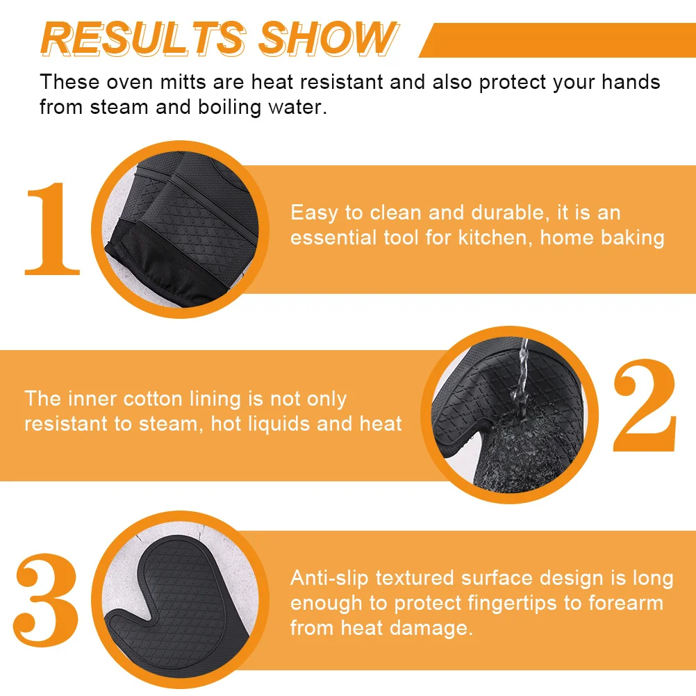 

Heat Resistant Silicone Oven Gloves with Quilted Cotton Lining Anti-Slip Design for Baking and Outdoor Grilling Use