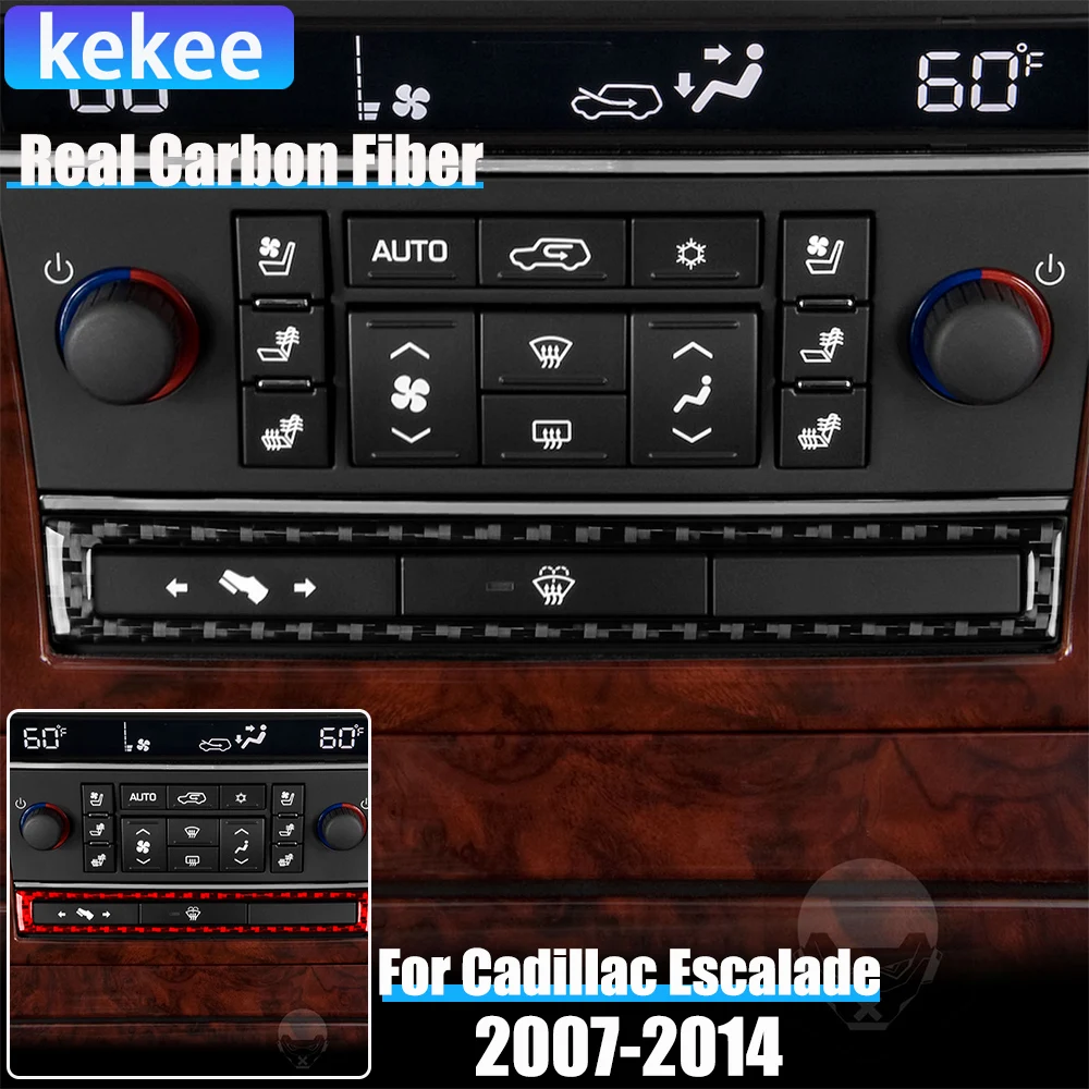 

Real Carbon Fiber Car Accessories Center Climate Frame Decorative Cover Soft Sticker For Cadillac Escalade EXT ESV 2007-2014