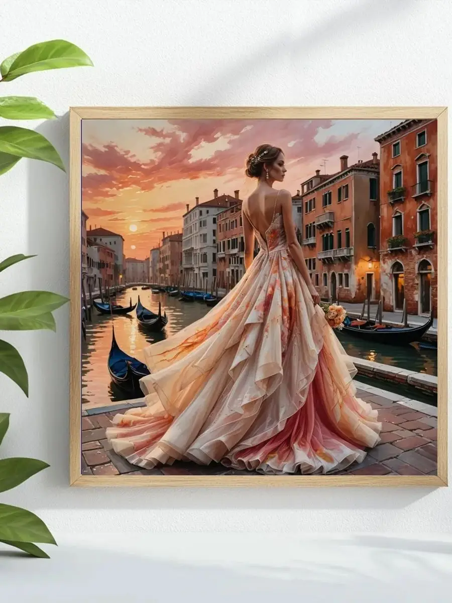 Die schöne Frau am Ufer Kreuzstich-Set DIY 11CT/14CT Stickerei Kunst und Handwerk mit Nadeln Wanddekoration – Detail 1