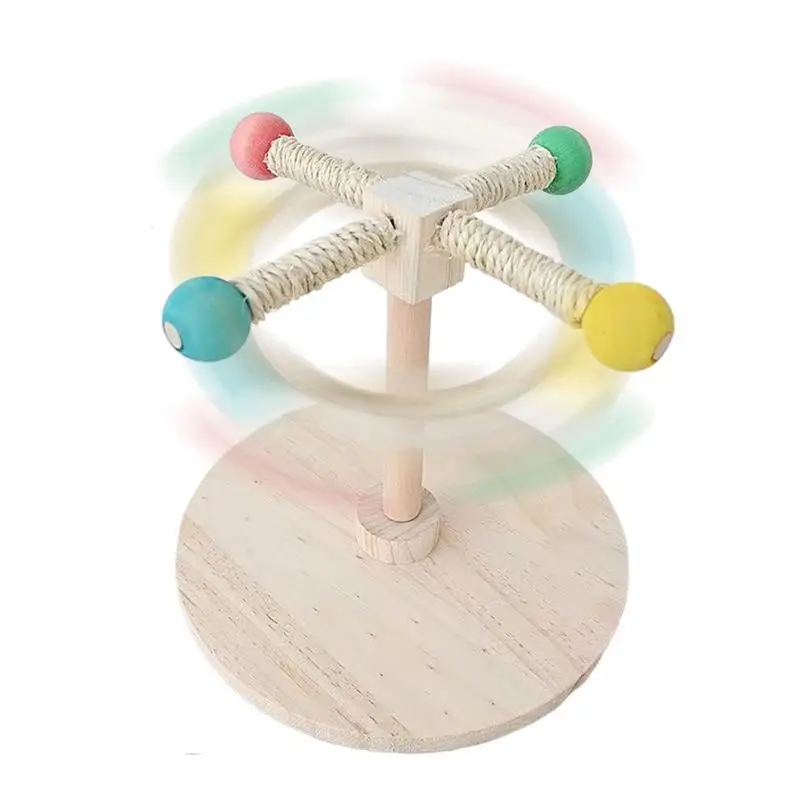 

Bird Cage Toys Playful Bird Perch Toy Rotating Interactive Foraging Wooden Chewer For Parakeet Cockatiel Conure Canary Lovebird