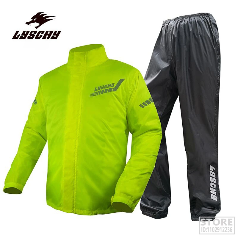 

LYSCHY Motorcycle raincoat Anti-rainstorm Bicycle Riding Fluorescent Yellow Reflective Hooded Raincoat