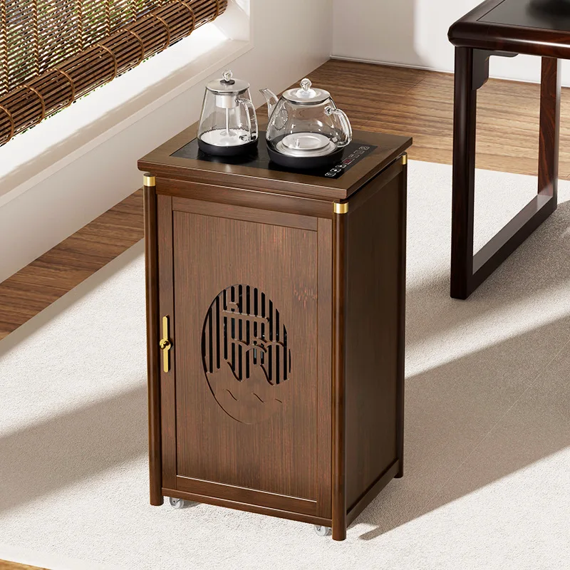 Mobile tea cabinet household living room small tea bar machine tea table sofa next to several kettles integrated tea table