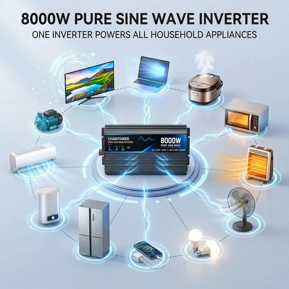 Pure Sine Wave Inverter DC 12V/24V AC 220V 2000W 3000W 4000W 5000W 6000W 8000W 10000W Power Converter Charger Car Solar Inverter