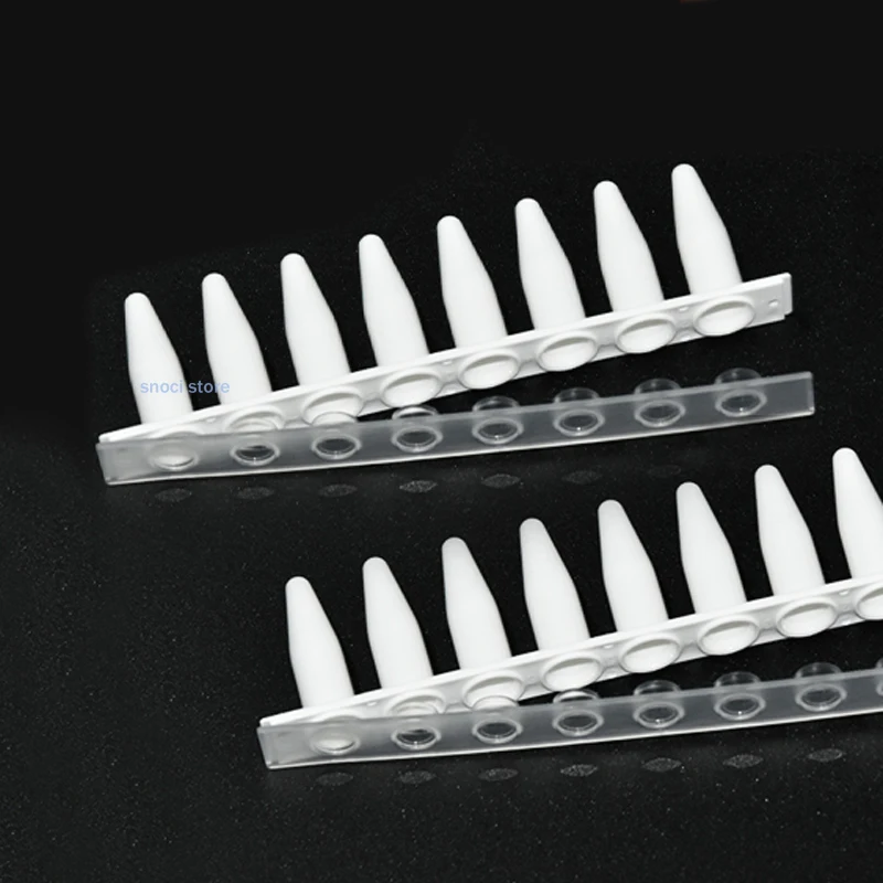 0.1ml PCR Tube 0.1ml Centrifuge Tube Fluorescent Quantitative PCR Tube with Flat Cover，DNase/RNase Free，White 8 Strip，125Set