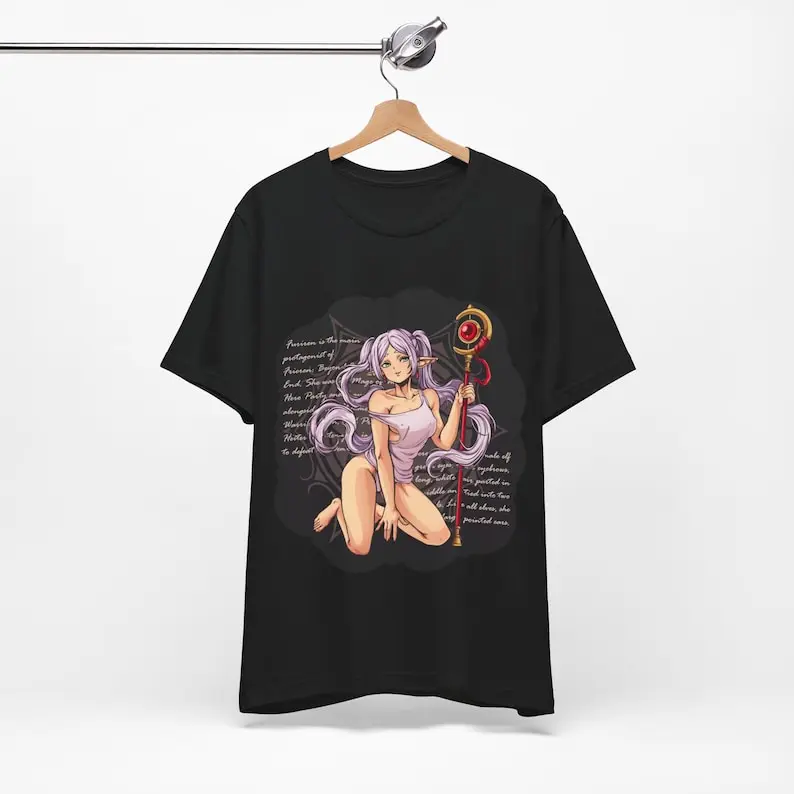 Frieren Shirt, anime frieren staff t shirt, anime gift for her, cottagecore vibe blue moon  flower shirt