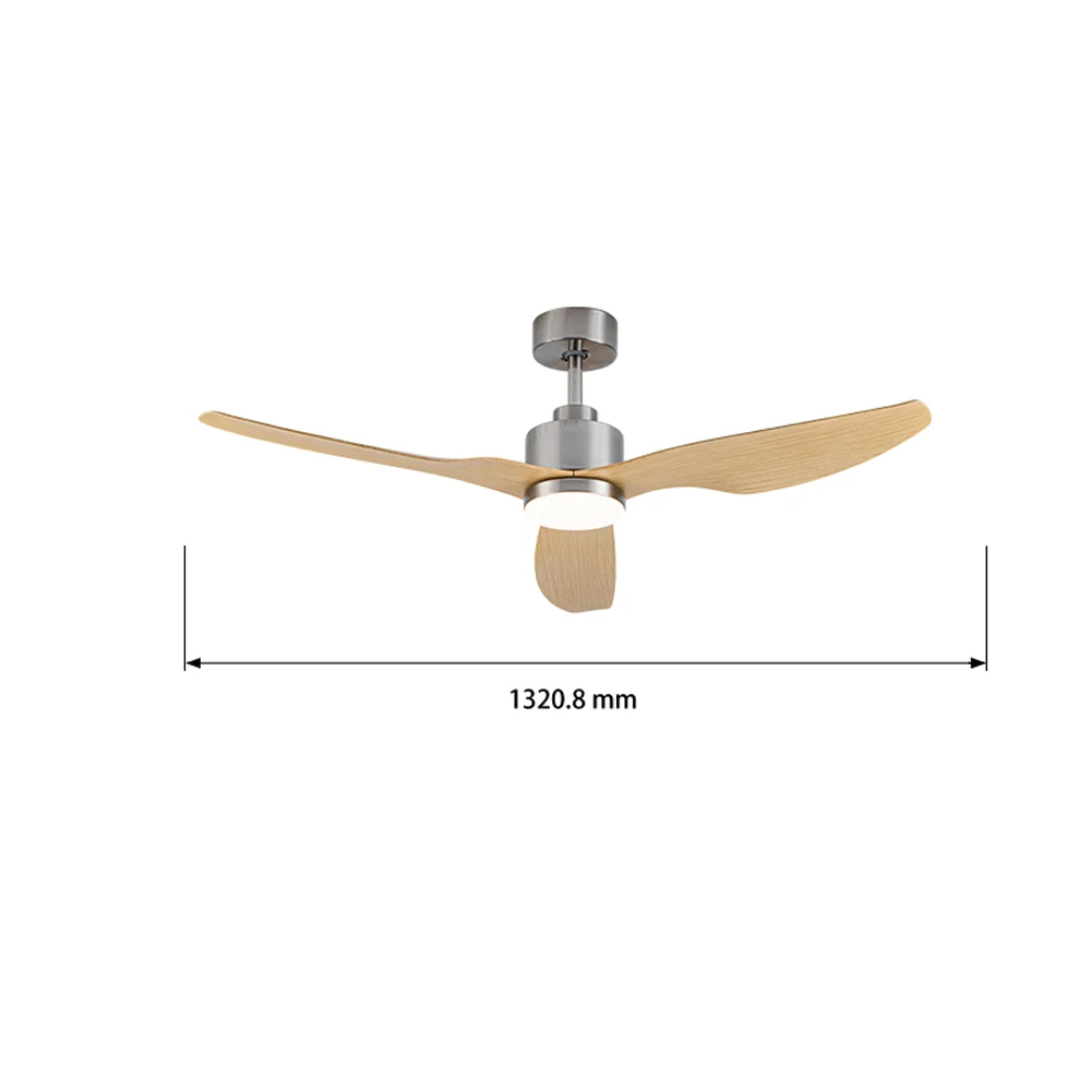 Room 52 Inch Iron Blade Brushed Satin Nickel DC Motor Modern Remote Control LED Ceiling Fan