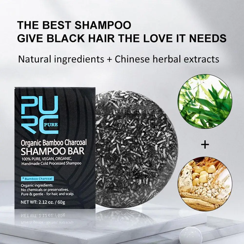 Bamboo Charcoal Clean Detox Shampoo, Sabonete Bar, Reparação, Cinza, Branco, Cor do Cabelo, Tratamento de Corante, Nutritivo, Tratamento do Couro Cabeludo, 60g