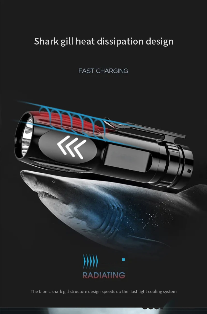 Flashlight LED Outdoor Household LED Torches Mini USB Charging Rechargeable Battery Portable Flashlight 