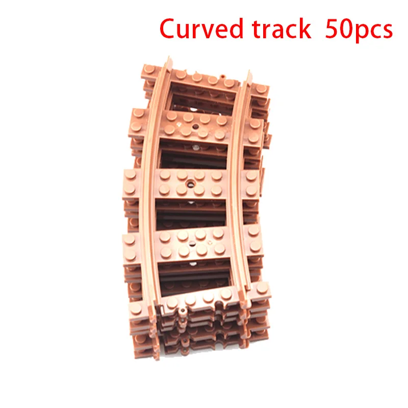 50 stks/partij Stad Treinen Treinspoor Rail Rechte Rails Technische Bouwstenen Set Bricks Model Kids Klassieke Speelgoed Voor Kinderen