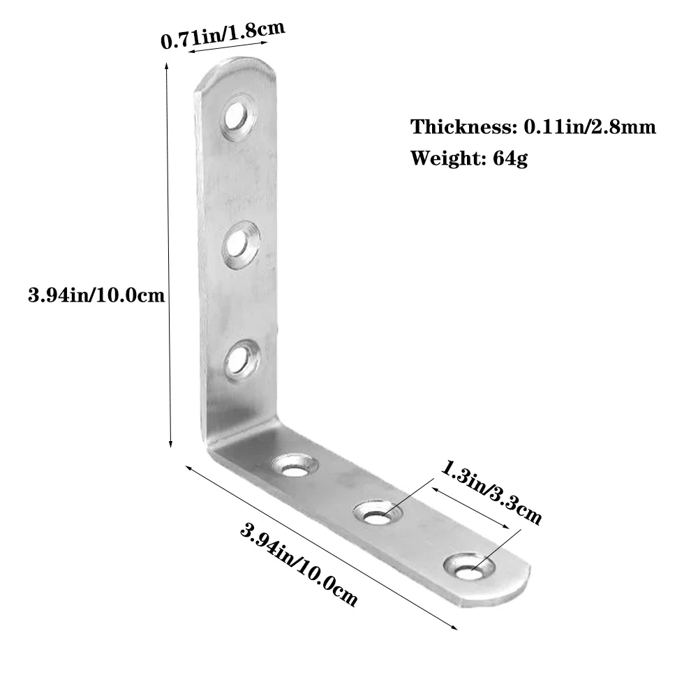 Set da 7 staffe angolari a forma di L, staffe per telaio resistenti in acciaio inossidabile da 100 x 100 mm, adatte per cornici in legno