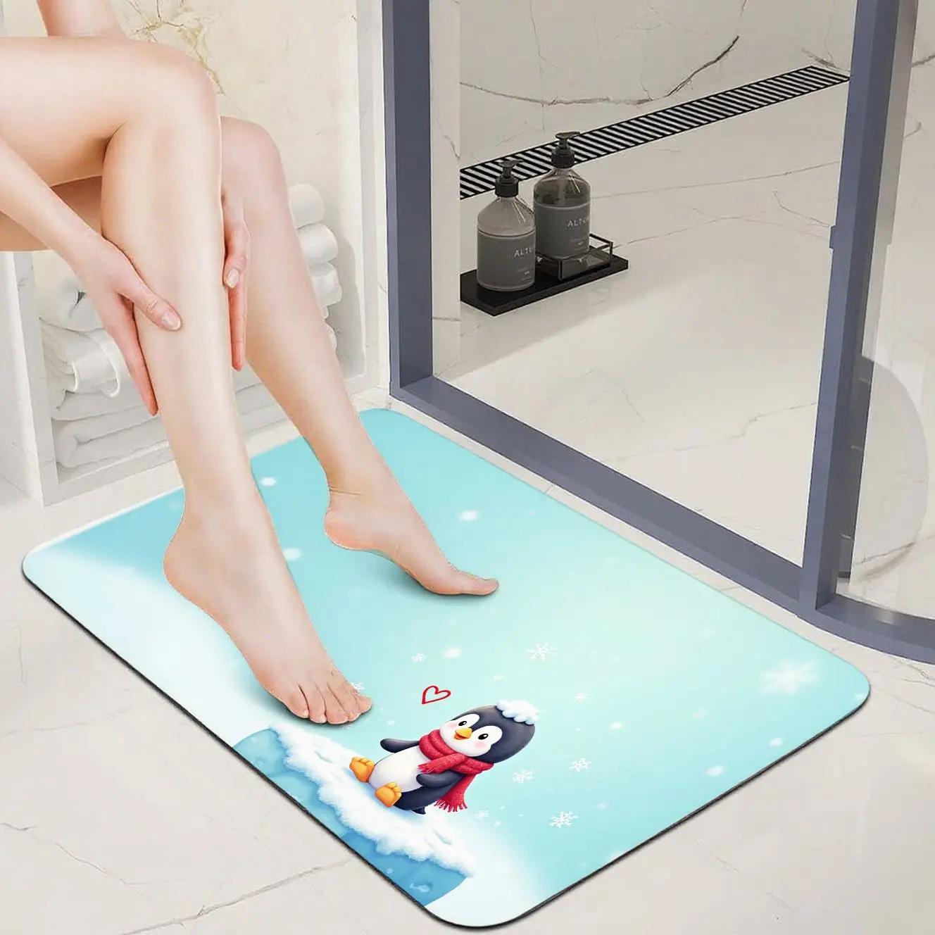 MatMuse لطيف البطريق ماصة للماء ممسحة لينة دياتومي الأرض حصيرة الحصير سهلة الرعاية المدخل سهلة نظيفة الأزياء حصيرة