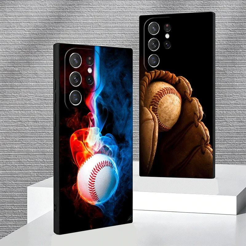 Soft Phone Case For Samsung Galaxy S24 S25 S26 Ultra Baseball Sport S23 S22 Plus S21 FE S20 + Edge Black Cover Shell