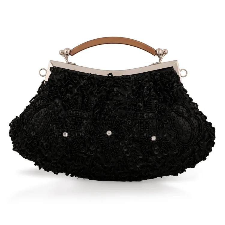 Vintage Sequin Beaded Handbags For Women Wedding Party Bridal Clutches Evening Bag Fashion Retro Chain Crossbody Shoulder Bag