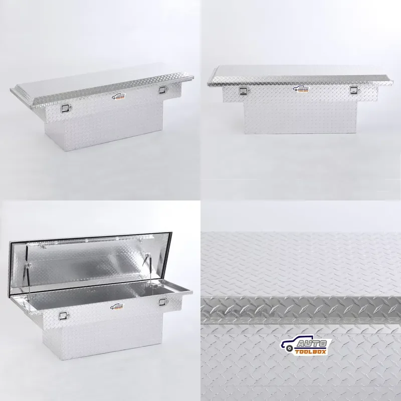 Heavy Duty Aluminum Checker Plate UTE Truck Tool Box AT-X1665555PK for Pickup Trailer Storage Waterproof Lockable Cargo Case