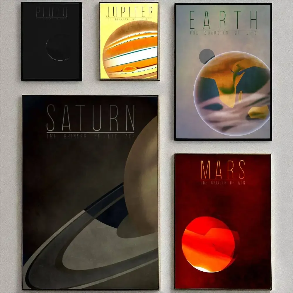 Earth Venus Moon Mars Saturn Uranus Planet Solar System Posters High Quality Wall Art Decorations Color Prints Sticky