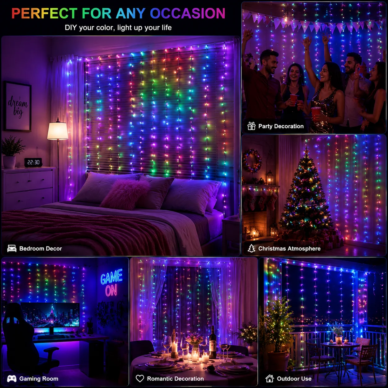 String Curtain Light - Luces de Cortina con Patrones DIY,