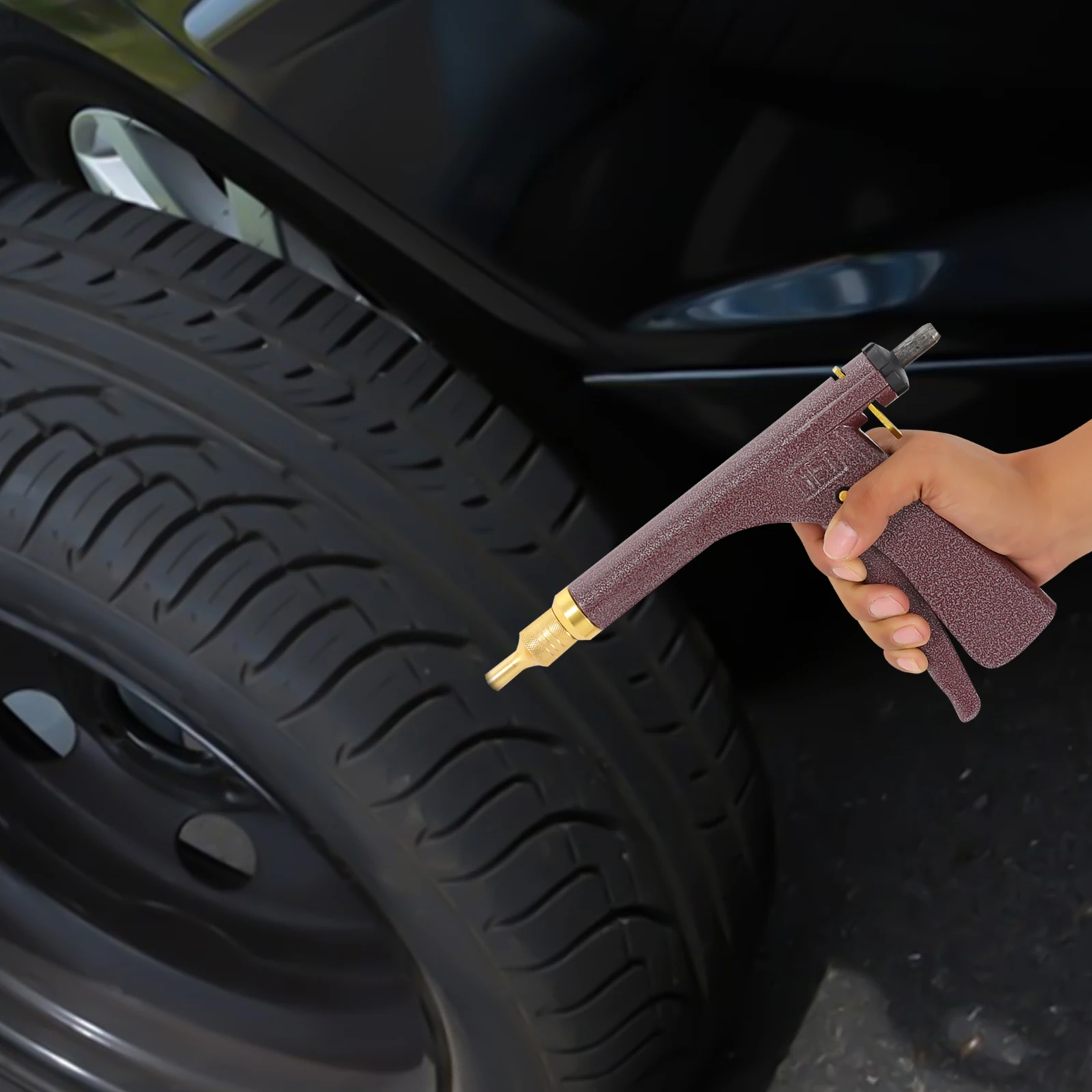 ﻿   طقم إصلاح الإطارات بدون أنابيب عالي الكفاءة للمركبات المتعددة مع 45 #   مسدس إصلاح عجلة الإطارات الصلبية