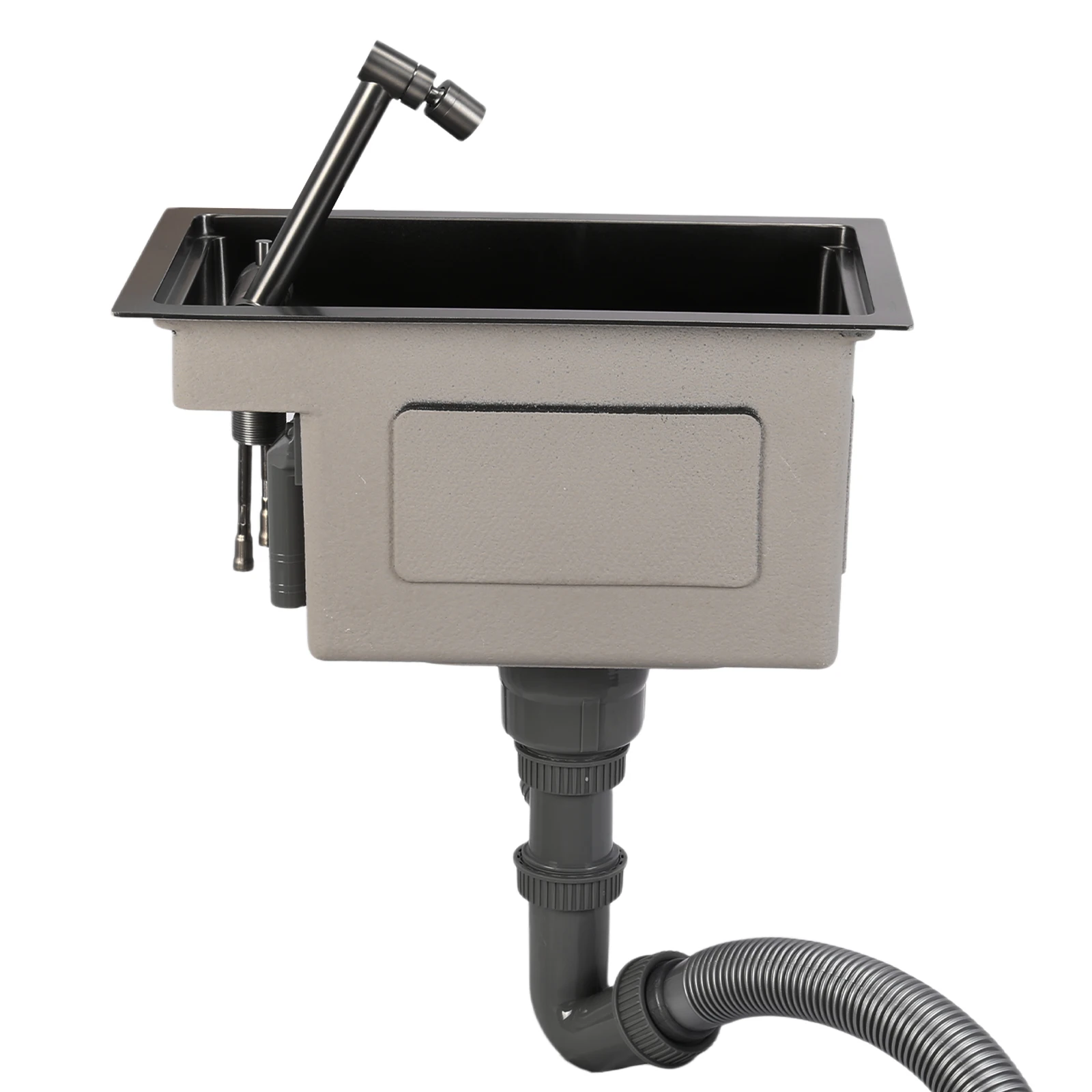 

Stainless Steel Wet Bar Sink with Foldable Faucet Single Bowl Sink with Lid for Laundry Wet Bar Prep Office Outdoor Yard