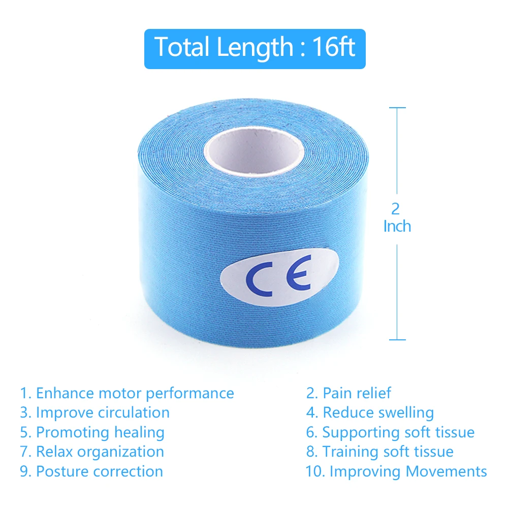 6 Rolls Kinesiology Athletic Tapes Breathable Cotton Sports Muscle Waterproof Relief Pain Stickers Bandage Support for Knee