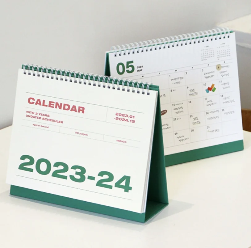 Wholesale 2024 2025 Large Luxury Unique Spiral Calendar Table Desk Flip Calendar Stand Customized for Office