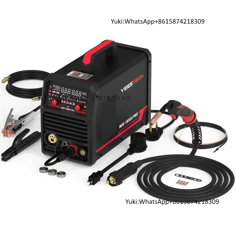 YEESTECH 185A 110V/220V Dual Voltage Flux Core MIG Welder Spool  5-in-1 Multi-Process LED Digital Display Synergic Control