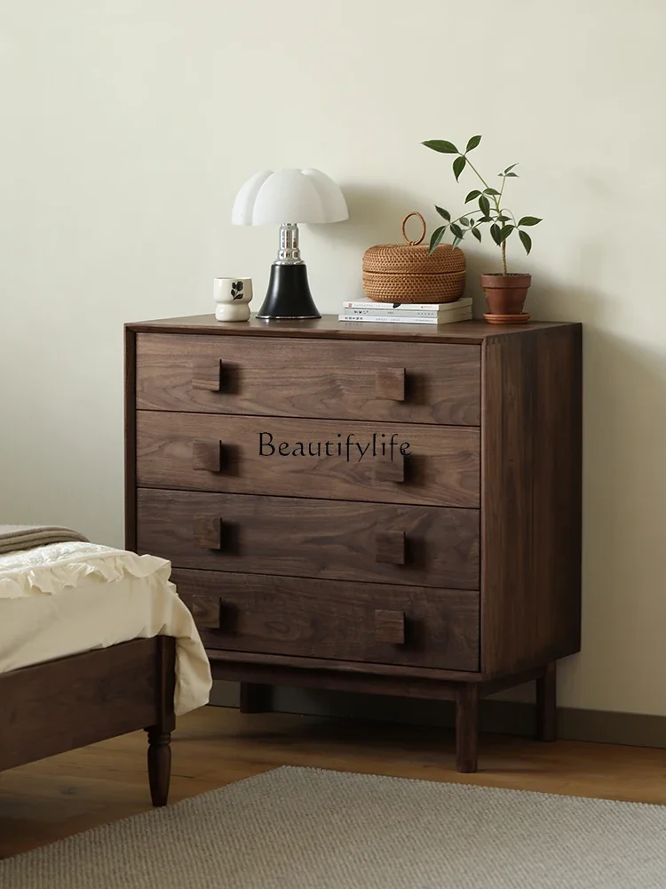 

Chessboard locker, black walnut solid wood simple solid wood storage cabinet