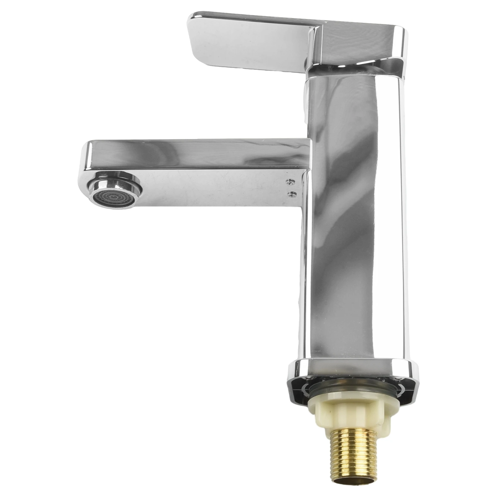 

Basin Faucet Bathroom Sink Faucet Stainless Steel Deck Mounted Single Cold Water Basin Taps Silver Square Lavatory Sink Tap