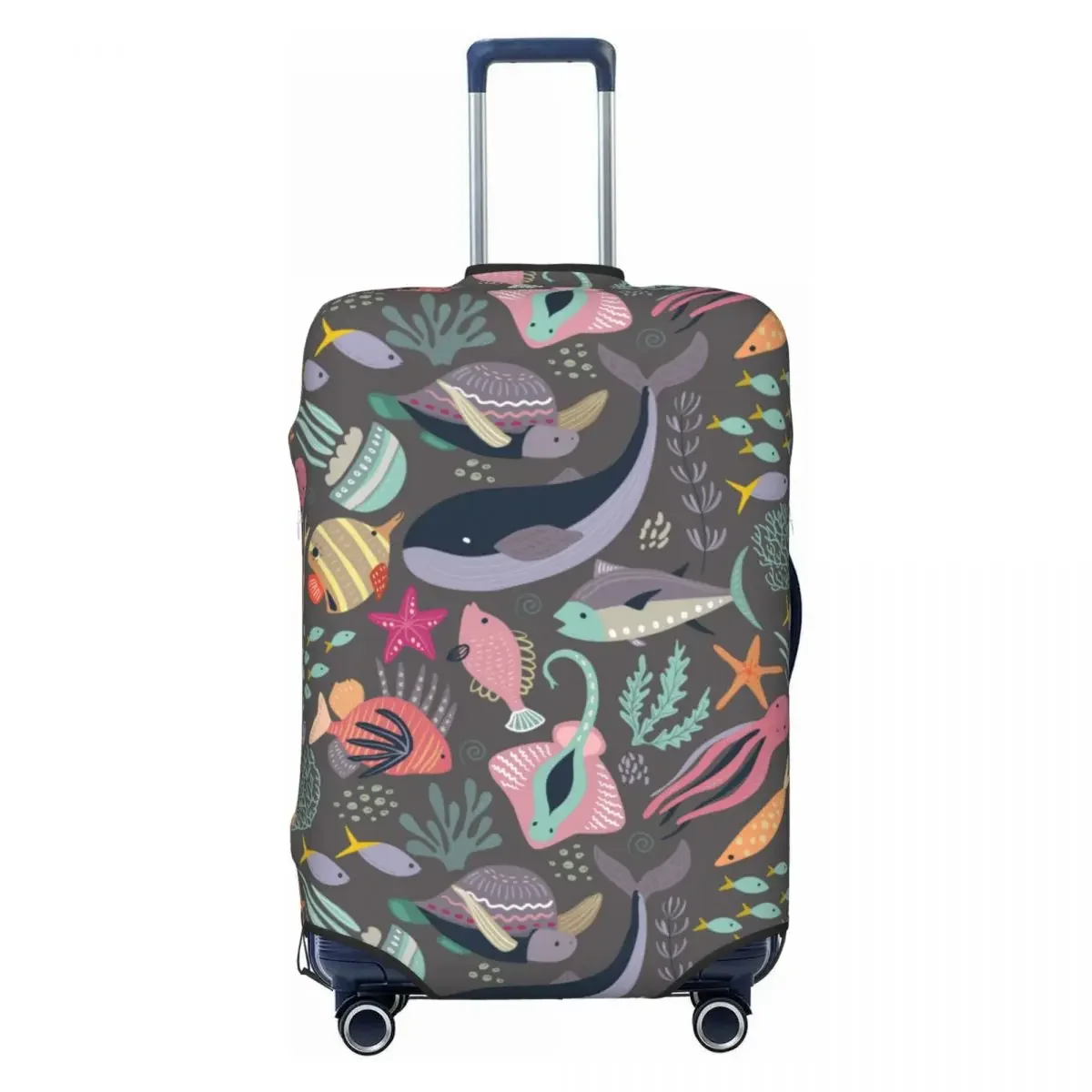 Marine Life Suitcase Cover Fish Turtle Star Pattern Vacation Cruise Trip Practical Luggage Accesories Protector