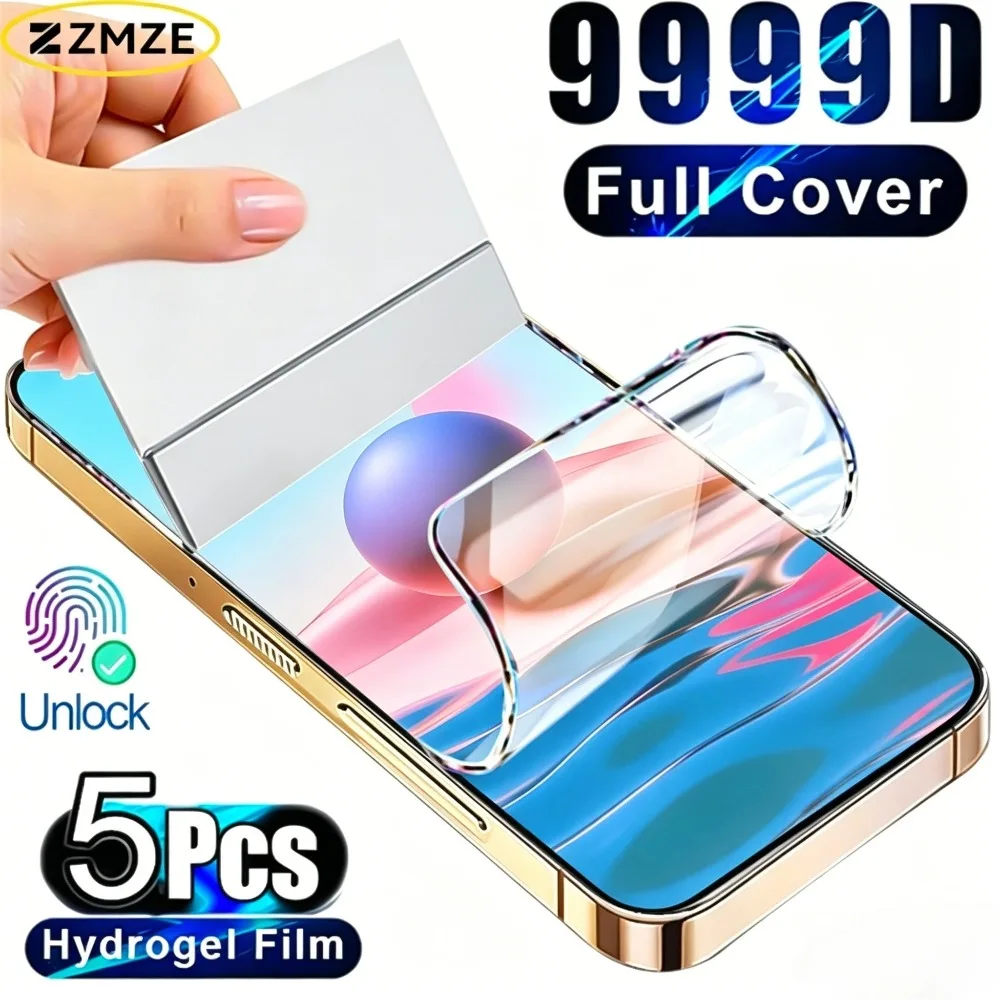 5 Stück Hydrogel-Folie für Xiaomi 17 15T Pro 14T 13T 12T 11T 10T Displayschutzfolie für Mi 15 Ultra 17 Pro Max Glatte Textur HD-Film