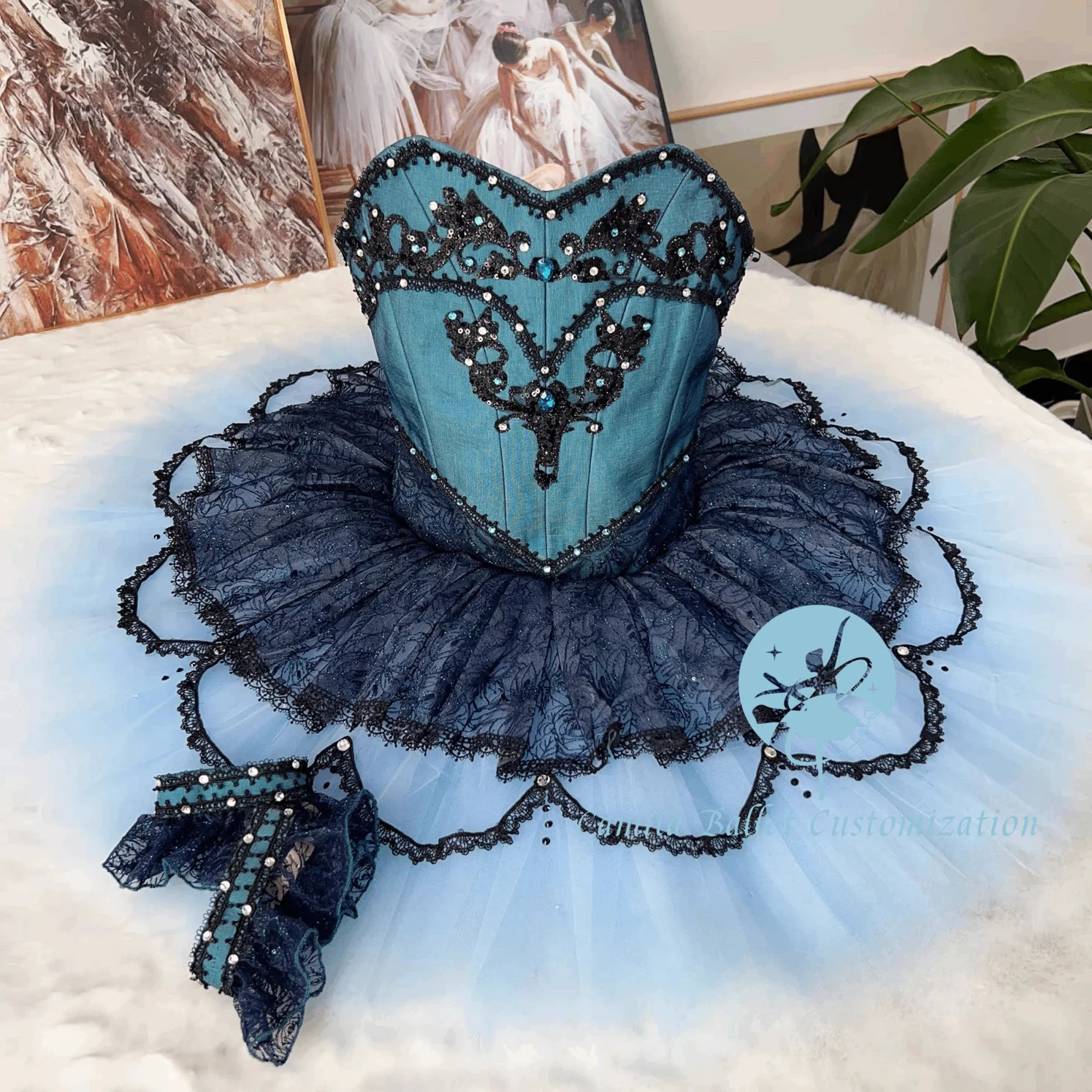 تنورة مسابقة أداء الباليه توتو مخصصة بشكل احترافي للبالغين والأطفال