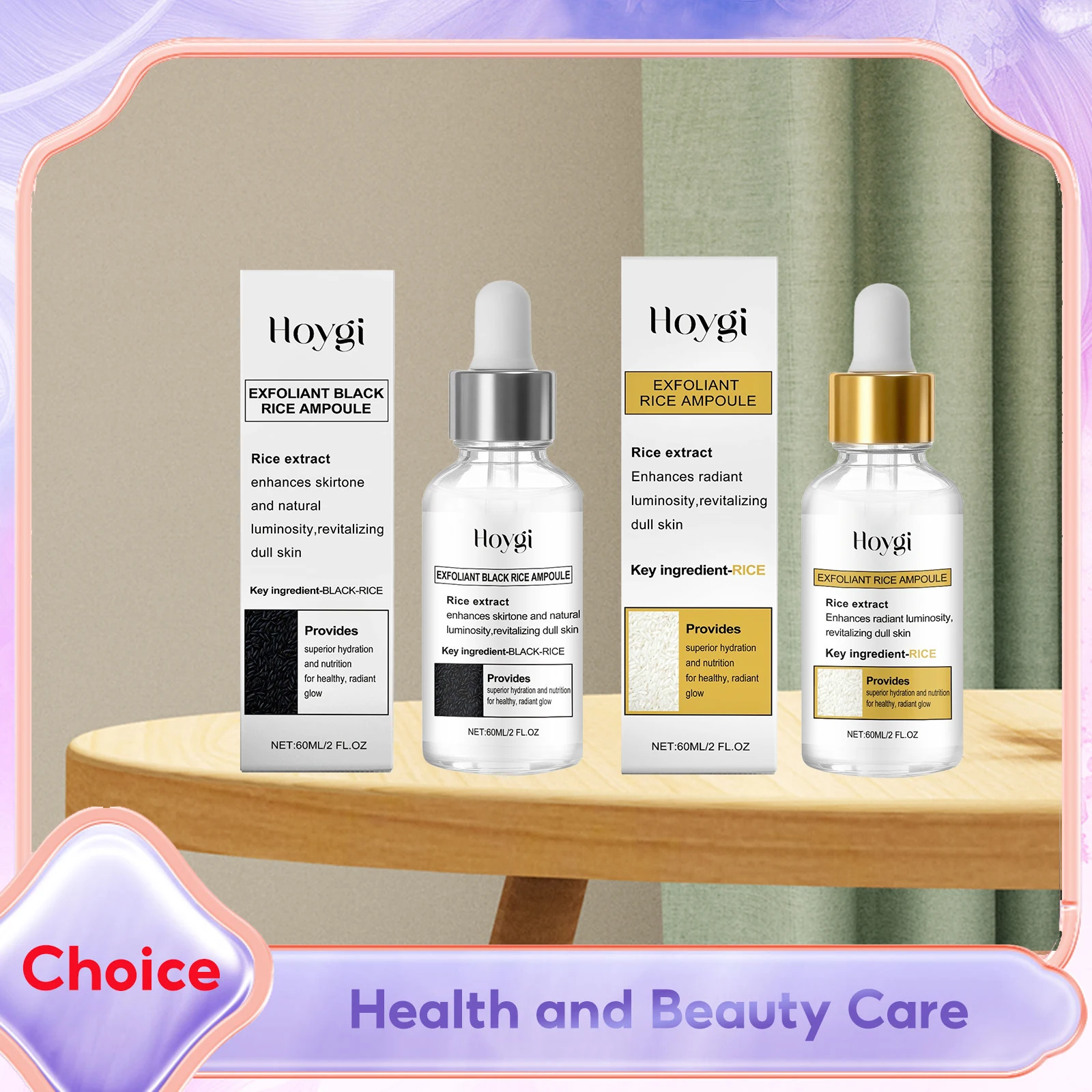 Glow Rice Ampoule White Black Rice Exfoliant for Face Body Remove Dead Skin Blackheads Rejuvenating Pore Minimizing Rice Serum