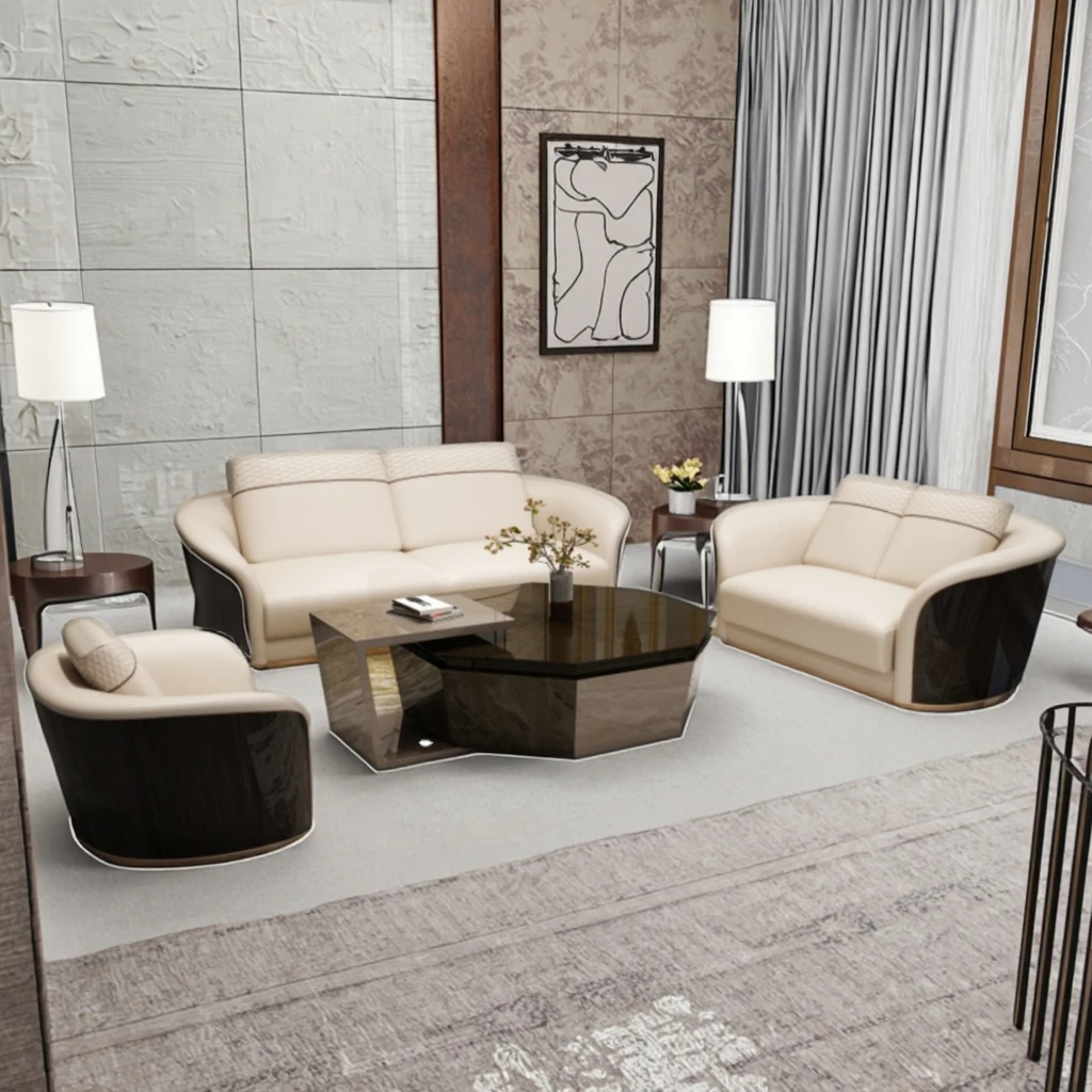 Modern Luxury Italian Leather Sectional 123 Sofa Set High Quality Genuine Leather for Home Living Room Furniture