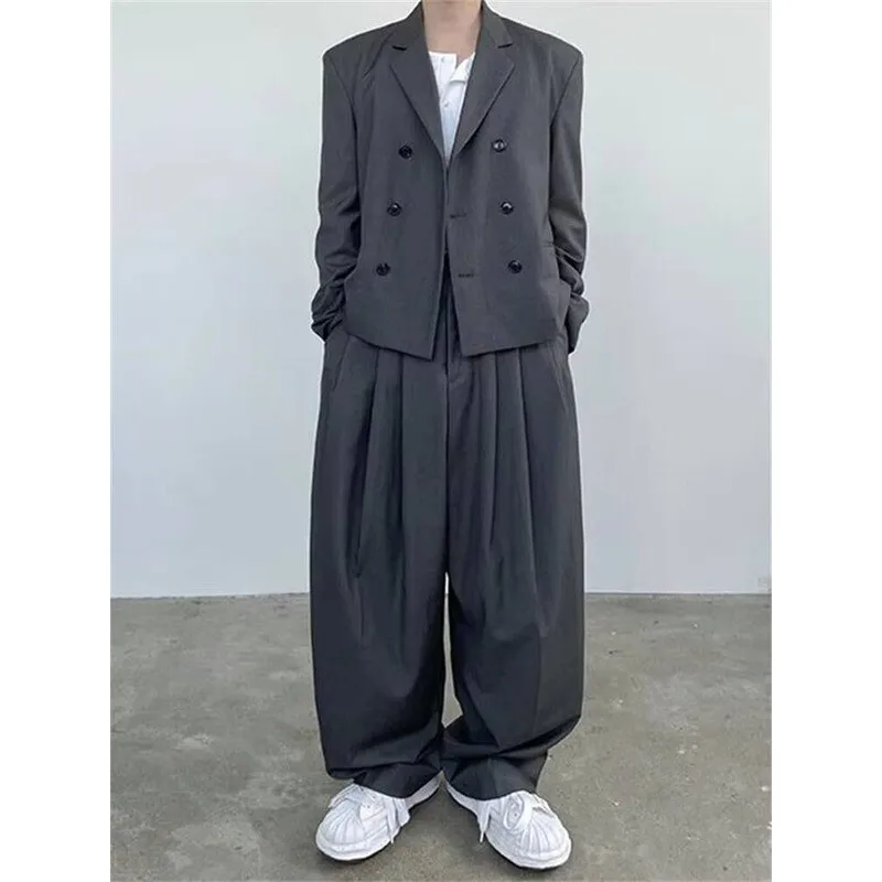 

Wide Leg And Spring Autumn Pants Suit Men's New Korean Fashion Show Thin Hanging Sense Of Leisure Loose Large Pants