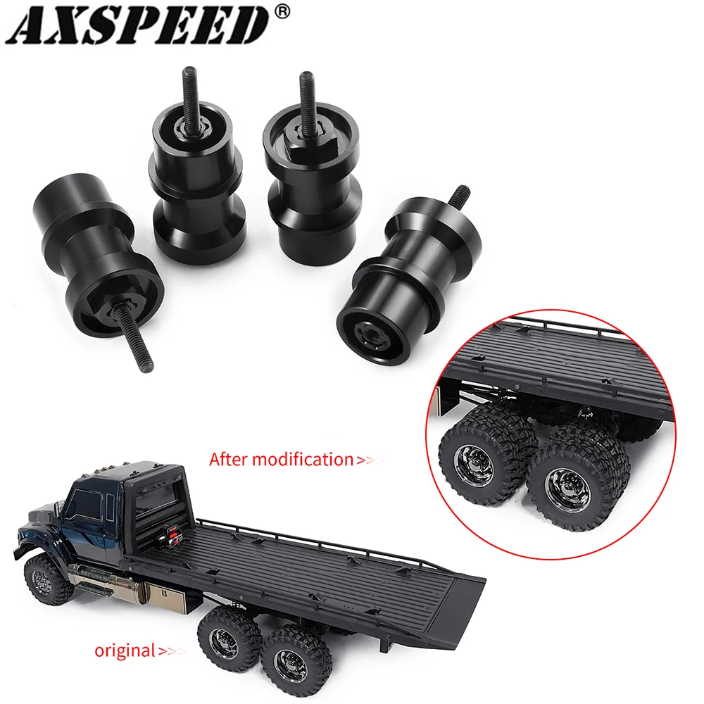 AXSPEED 4Pcs Aluminum Alloy Hex Adapter Single Wheel to Double Wheels Two Axis Transformation for 1/10 TRX6 Hauler T6 G63 Parts