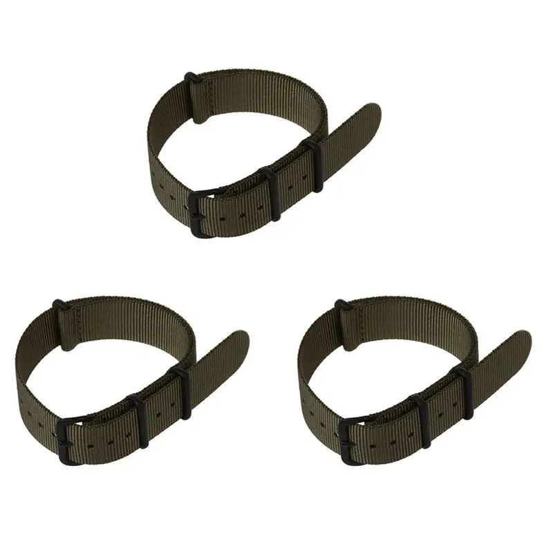 

3Pcs 20Mm Army Green Nylon Fabric Outdoor Sport Watch Band Strap Fits TIMEX WEEKENDER WB2034 Multi-Purpose
