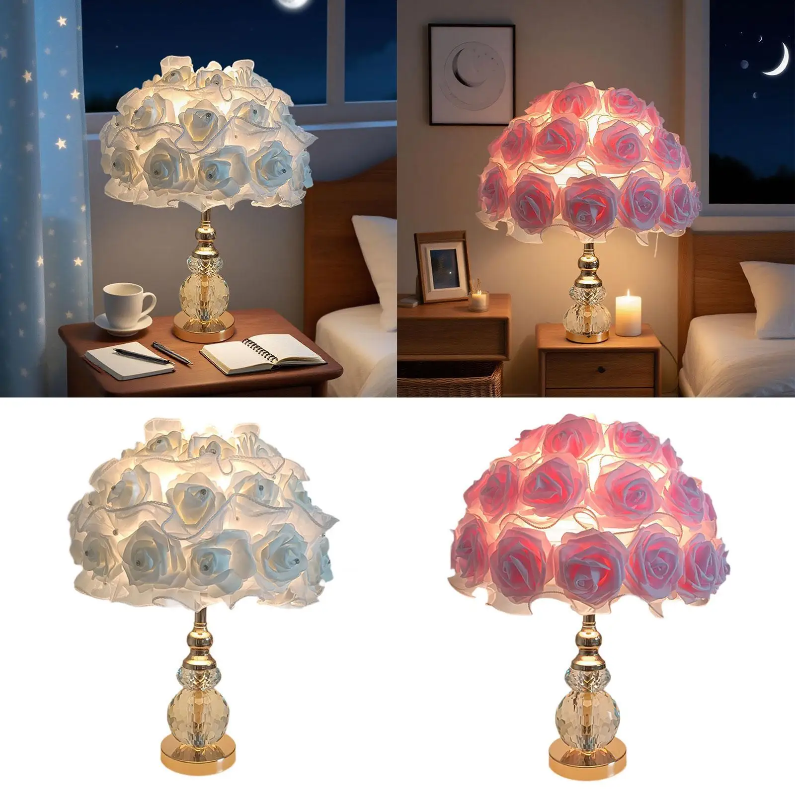 

Настольная лампа с розой, прикроватная лампа, лампа с цветком розы для офиса, отеля, кабинета