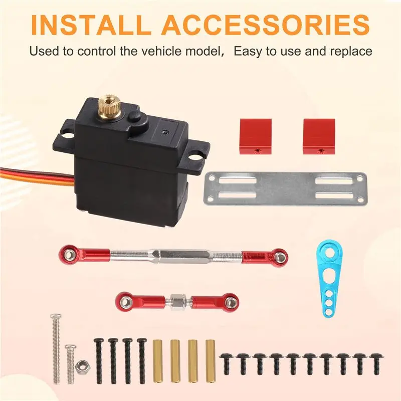 B05C-17G Metal Gear Servo And Steering Link Rod Servo Mount Set For WPL C14 C24 1/16 RC Car Upgrade Parts Accessories